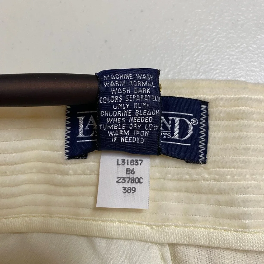 Vtg Lands End Corduroy Trousers Mens 44x26 Cream Made in USA Heritage Ivy Preppy